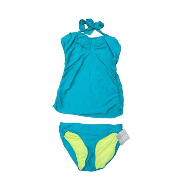 Athleta Shirred Full NWT 2 Piece Teal Tankini - Picture 1 of 10